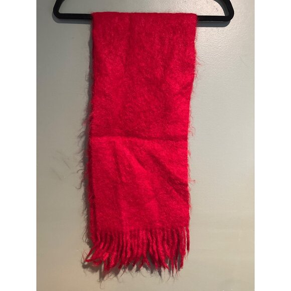 VTG Mohair Wool Scarf Red Fuzzy Soft 75% Mohair 25% Wool Made in West Germany - Picture 4 of 5